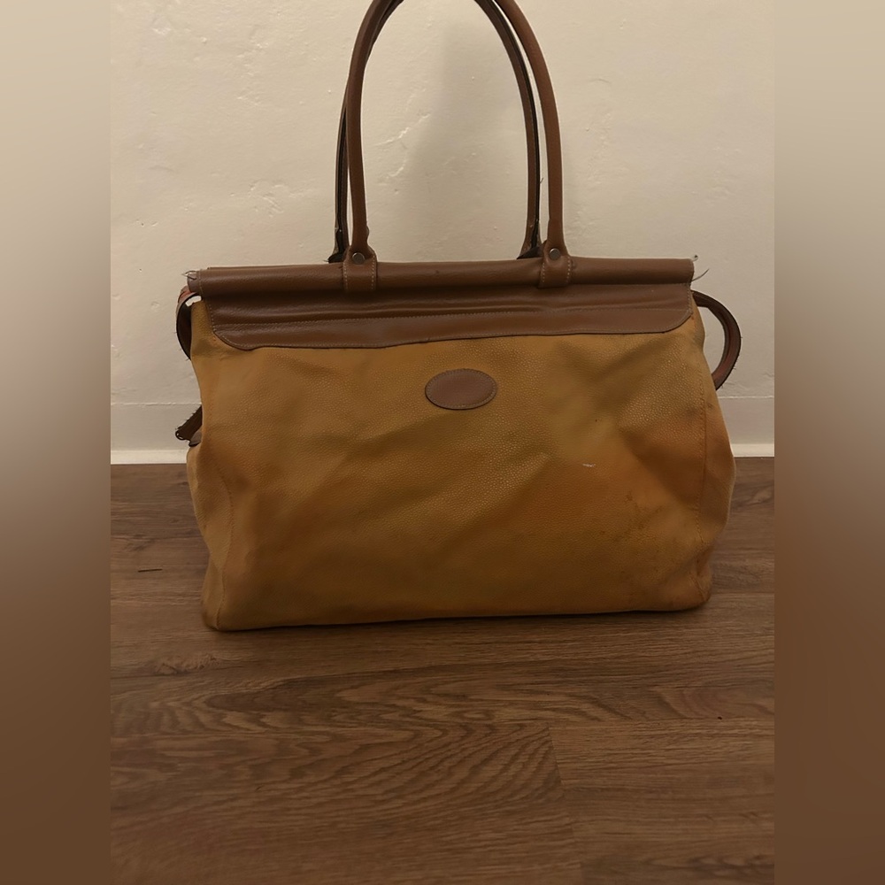 Two's Company Orange and Brown Handel Travel Bag